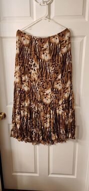 Vintage Cato 14/16 wide peasant hippie boho brown and whote 36 inch long skirt